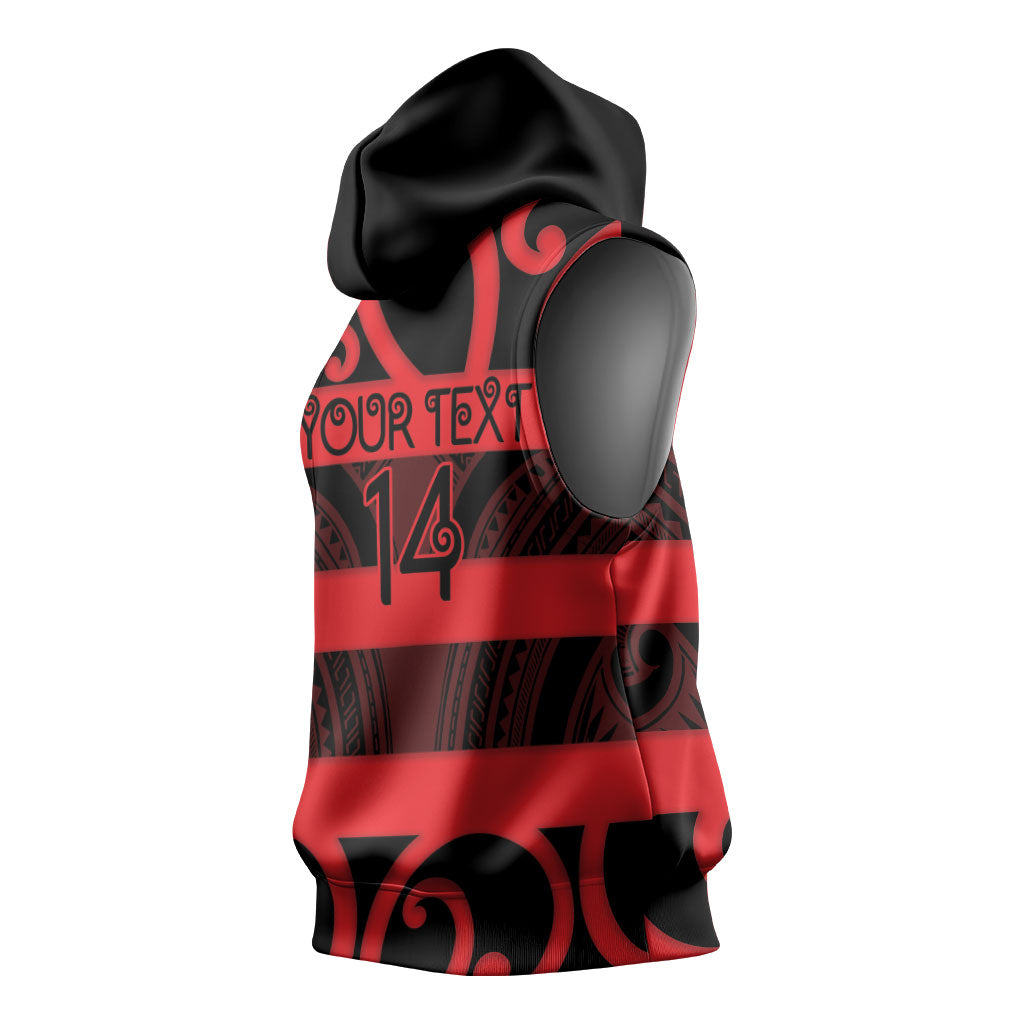 Canterbury Custom Rugby New Zealand Sleeveless Hoodie Aotearoa Maori Pukana Tiki Mascot