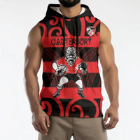Canterbury Custom Rugby New Zealand Sleeveless Hoodie Aotearoa Maori Pukana Tiki Mascot