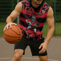 Canterbury Custom Rugby New Zealand Sleeveless Hoodie Aotearoa Maori Pukana Tiki Mascot