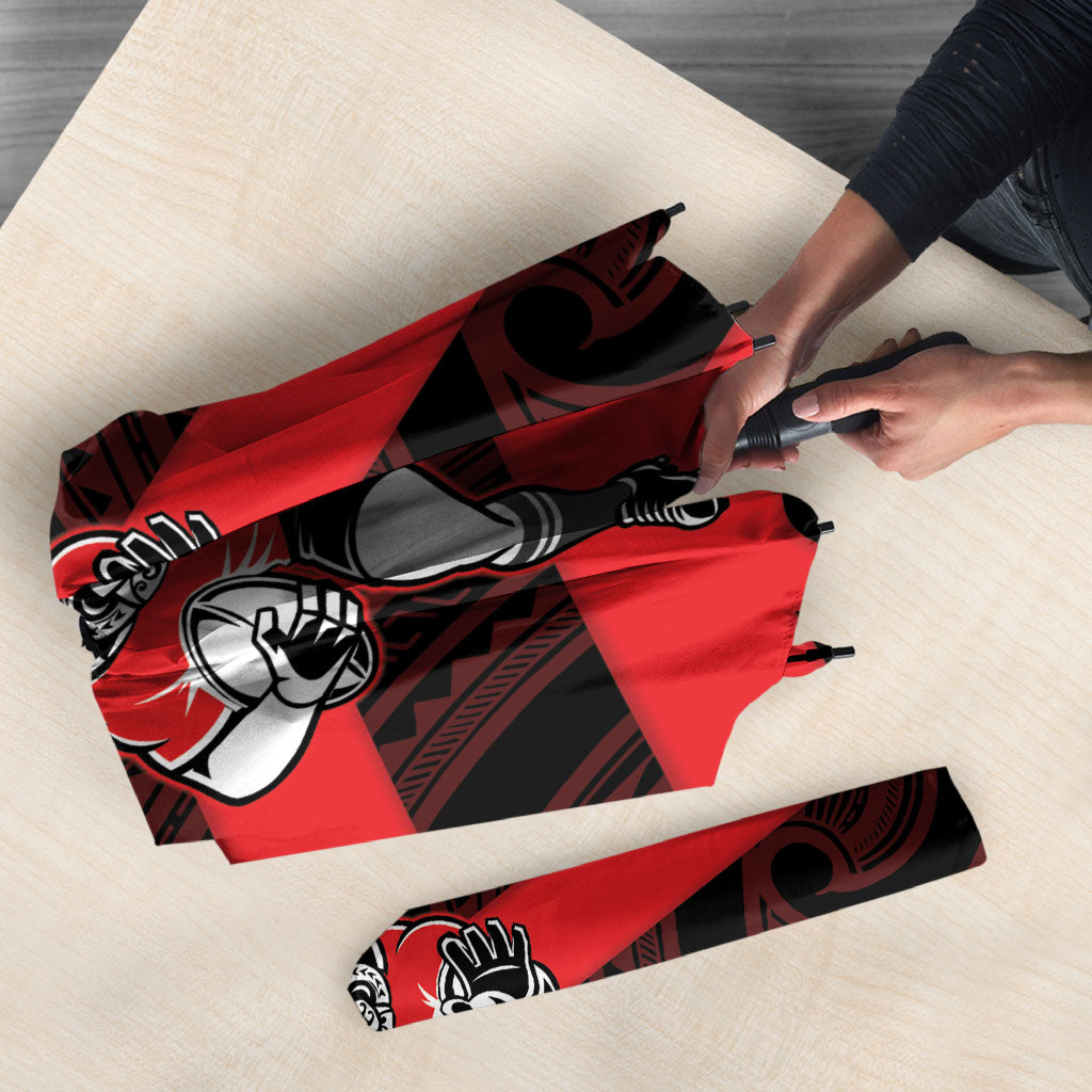 Canterbury Custom Rugby New Zealand Umbrella Aotearoa Maori Pukana Tiki Mascot