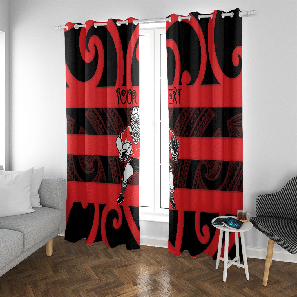 Canterbury Custom Rugby New Zealand Window Curtain Aotearoa Maori Pukana Tiki Mascot