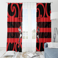 Canterbury Custom Rugby New Zealand Window Curtain Aotearoa Maori Pukana Tiki Mascot