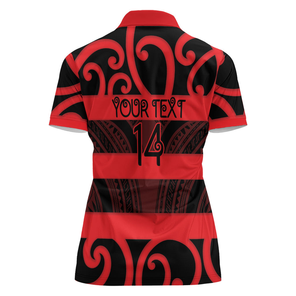 Canterbury Custom Rugby New Zealand Women Polo Shirt Aotearoa Maori Pukana Tiki Mascot
