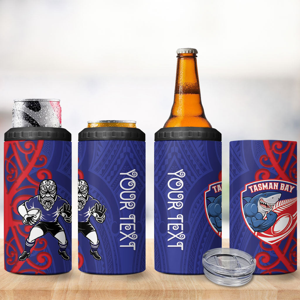 Tasman Custom Rugby New Zealand 4 in 1 Can Cooler Tumbler Aotearoa Maori Pukana Tiki Mascot