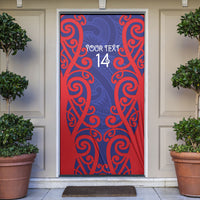 Tasman Custom Rugby New Zealand Door Cover Aotearoa Maori Pukana Tiki Mascot