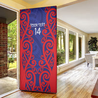 Tasman Custom Rugby New Zealand Door Cover Aotearoa Maori Pukana Tiki Mascot