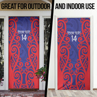 Tasman Custom Rugby New Zealand Door Cover Aotearoa Maori Pukana Tiki Mascot