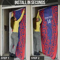 Tasman Custom Rugby New Zealand Door Cover Aotearoa Maori Pukana Tiki Mascot