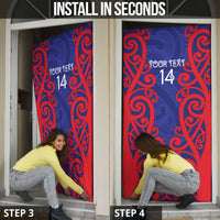 Tasman Custom Rugby New Zealand Door Cover Aotearoa Maori Pukana Tiki Mascot