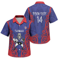 Tasman Custom Rugby New Zealand Family Matching Tank Maxi Dress and Hawaiian Shirt Aotearoa Maori Pukana Tiki Mascot