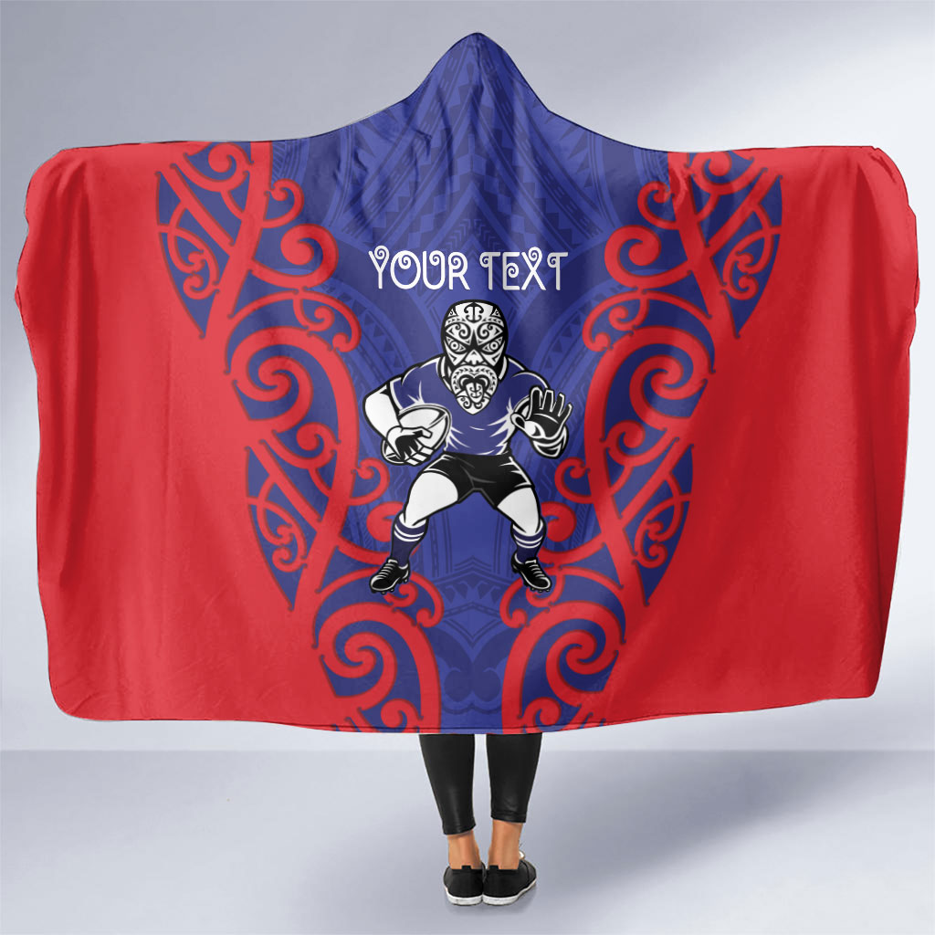 Tasman Custom Rugby New Zealand Hooded Blanket Aotearoa Maori Pukana Tiki Mascot