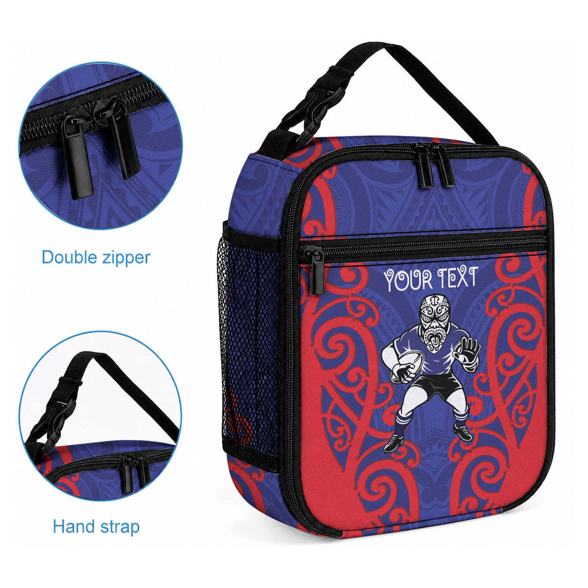 Tasman Custom Rugby New Zealand Lunch Bag Aotearoa Maori Pukana Tiki Mascot