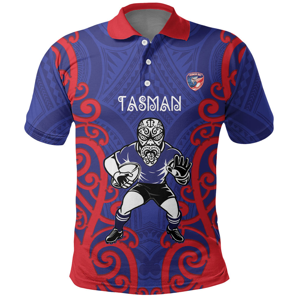 Tasman Custom Rugby New Zealand Polo Shirt Aotearoa Maori Pukana Tiki Mascot