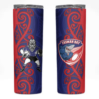 Tasman Custom Rugby New Zealand Skinny Tumbler Aotearoa Maori Pukana Tiki Mascot