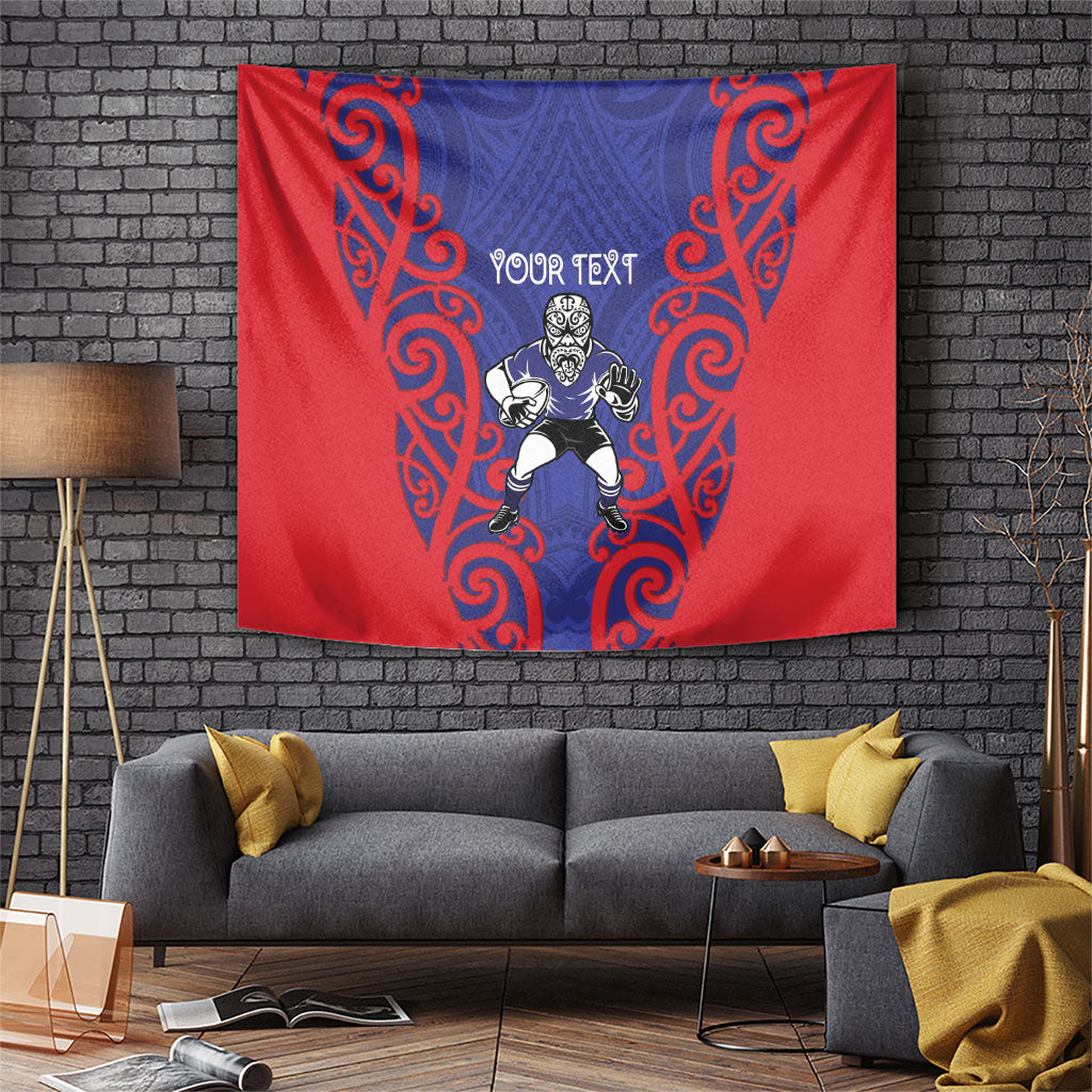 Tasman Custom Rugby New Zealand Tapestry Aotearoa Maori Pukana Tiki Mascot