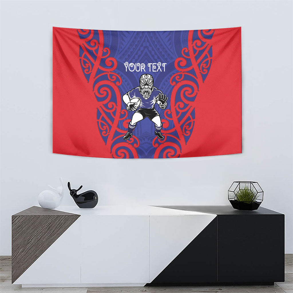 Tasman Custom Rugby New Zealand Tapestry Aotearoa Maori Pukana Tiki Mascot