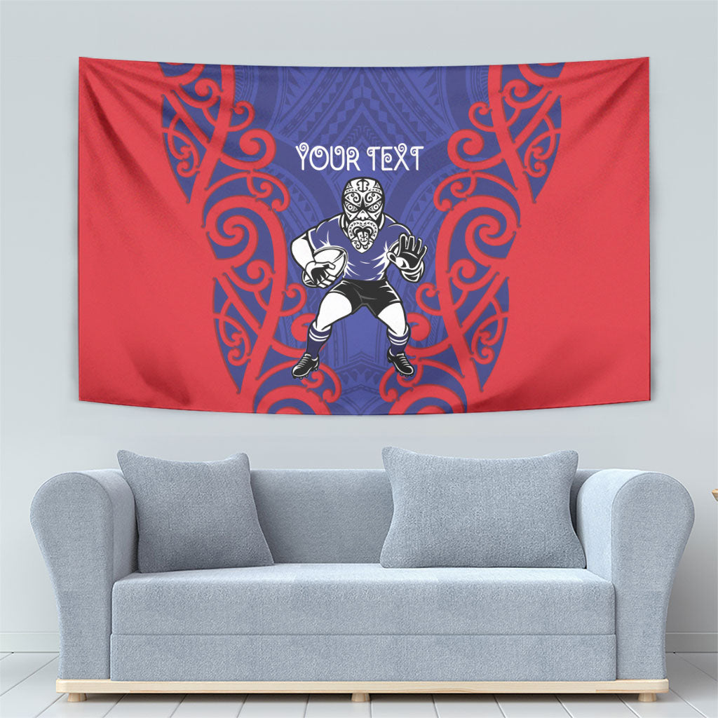 Tasman Custom Rugby New Zealand Tapestry Aotearoa Maori Pukana Tiki Mascot