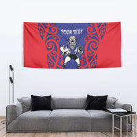 Tasman Custom Rugby New Zealand Tapestry Aotearoa Maori Pukana Tiki Mascot