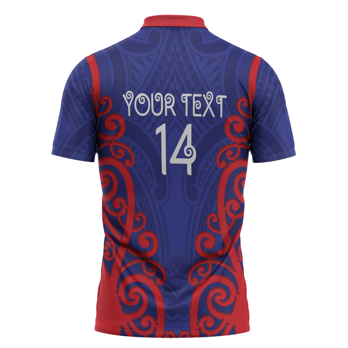 Tasman Custom Rugby New Zealand Zipper Polo Shirt Aotearoa Maori Pukana Tiki Mascot