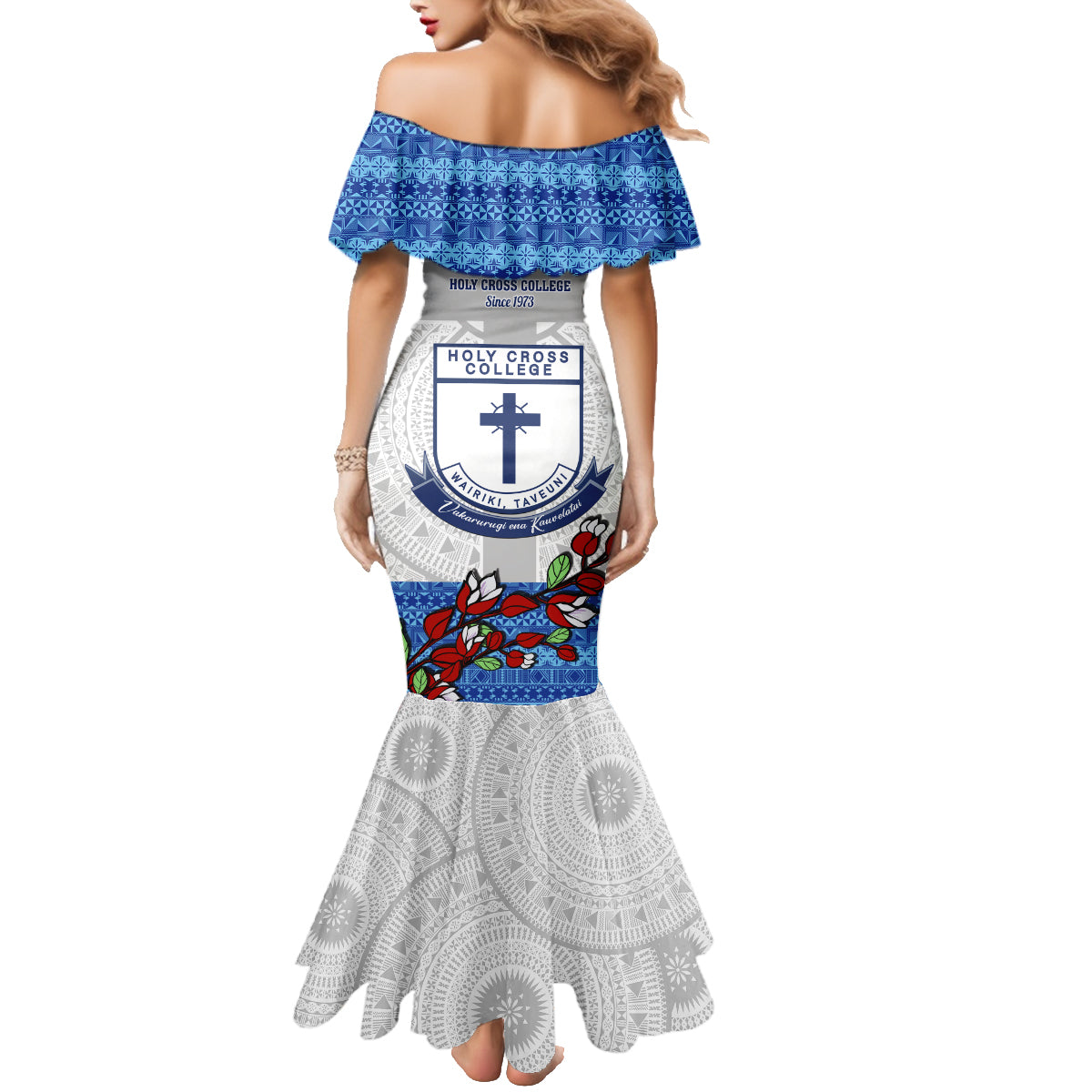 Fiji Holy Cross College Family Matching Mermaid Dress and Hawaiian Shirt Happy 50th Anniversary Fijian Tagimoucia Tapa Pattern LT14 - Polynesian Pride