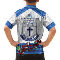 Fiji Holy Cross College Family Matching Off Shoulder Maxi Dress and Hawaiian Shirt Happy 50th Anniversary Fijian Tagimoucia Tapa Pattern LT14 - Polynesian Pride