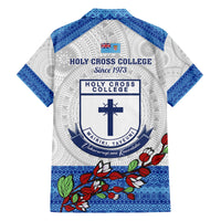 Fiji Holy Cross College Family Matching Off Shoulder Maxi Dress and Hawaiian Shirt Happy 50th Anniversary Fijian Tagimoucia Tapa Pattern LT14 - Polynesian Pride