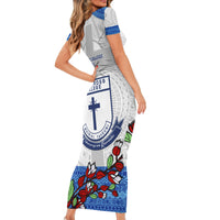 Fiji Holy Cross College Family Matching Short Sleeve Bodycon Dress and Hawaiian Shirt Happy 50th Anniversary Fijian Tagimoucia Tapa Pattern LT14 - Polynesian Pride