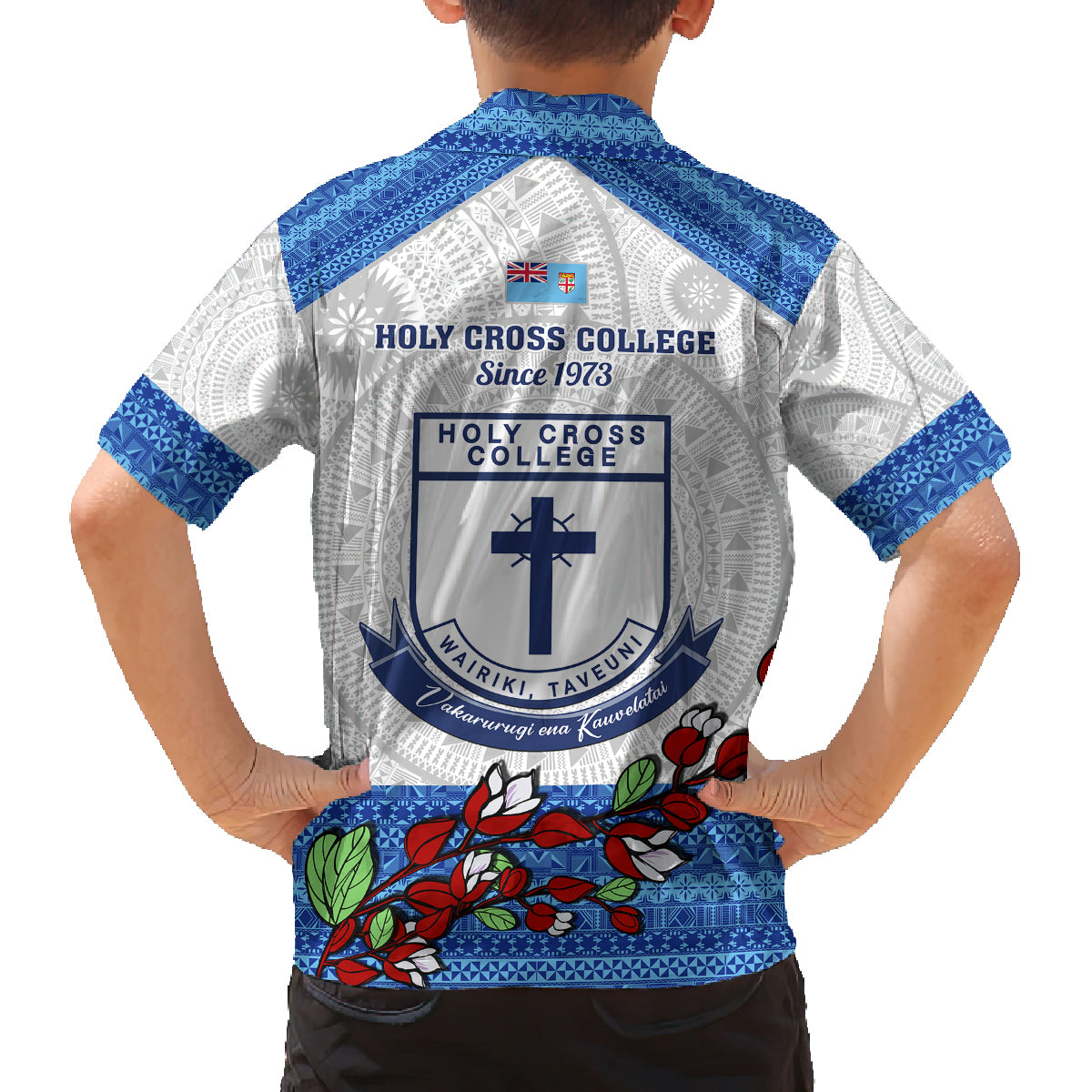 Fiji Holy Cross College Family Matching Tank Maxi Dress and Hawaiian Shirt Happy 50th Anniversary Fijian Tagimoucia Tapa Pattern LT14 - Polynesian Pride