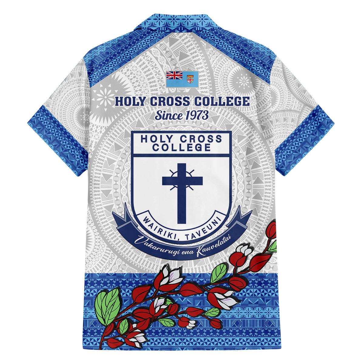 Fiji Holy Cross College Family Matching Tank Maxi Dress and Hawaiian Shirt Happy 50th Anniversary Fijian Tagimoucia Tapa Pattern LT14 - Polynesian Pride
