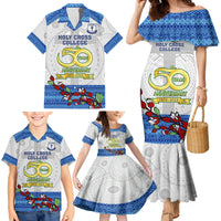 Personalised Fiji Holy Cross College Family Matching Mermaid Dress and Hawaiian Shirt Happy 50th Anniversary Fijian Tagimoucia Tapa Pattern LT14 - Polynesian Pride