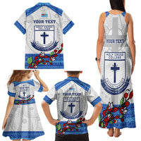 Personalised Fiji Holy Cross College Family Matching Tank Maxi Dress and Hawaiian Shirt Happy 50th Anniversary Fijian Tagimoucia Tapa Pattern LT14 - Polynesian Pride