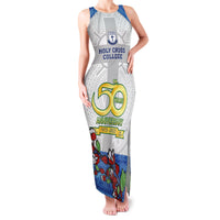 Personalised Fiji Holy Cross College Family Matching Tank Maxi Dress and Hawaiian Shirt Happy 50th Anniversary Fijian Tagimoucia Tapa Pattern LT14 Mom's Dress White - Polynesian Pride