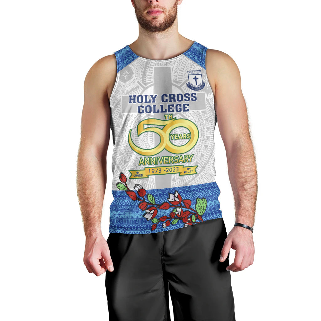 Personalised Fiji Holy Cross College Men Tank Top Happy 50th Anniversary Fijian Tagimoucia Tapa Pattern LT14 - Polynesian Pride