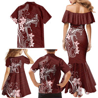 Oxblood Hawaii Family Matching Mermaid Dress and Hawaiian Shirt Hammerhead Shark Tattoo Curve Polynesian - Polynesian Pride
