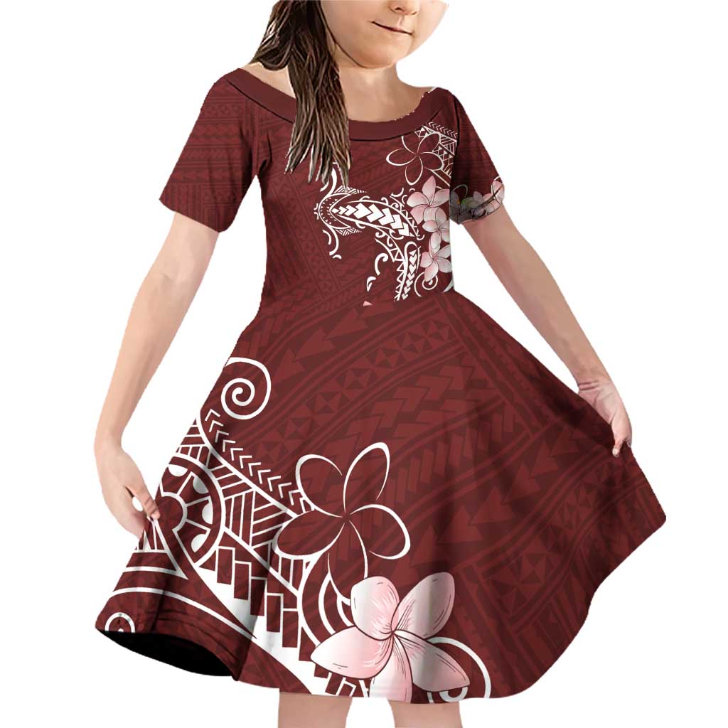 Oxblood Hawaii Family Matching Off Shoulder Short Dress and Hawaiian Shirt Hammerhead Shark Tattoo Curve Polynesian - Polynesian Pride