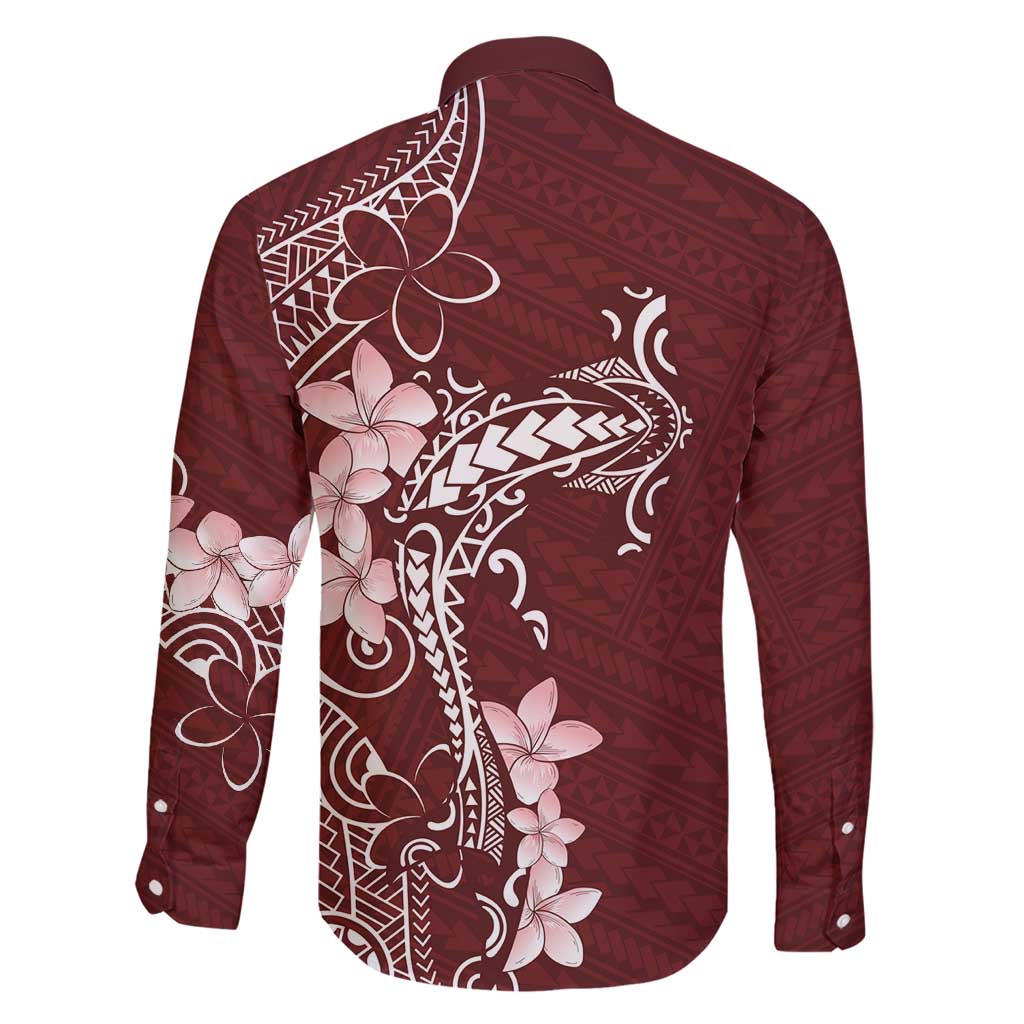 Oxblood Hawaii Family Matching Short Sleeve Bodycon Dress and Hawaiian Shirt Hammerhead Shark Tattoo Curve Polynesian - Polynesian Pride