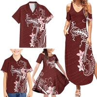 Oxblood Hawaii Family Matching Summer Maxi Dress and Hawaiian Shirt Hammerhead Shark Tattoo Curve Polynesian - Polynesian Pride