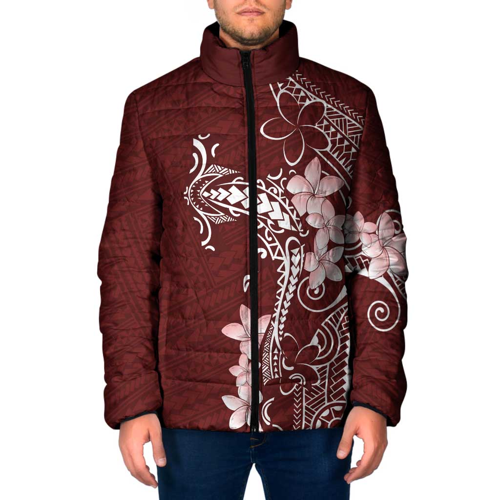 Oxblood Hawaii Padded Jacket Hammerhead Shark Tattoo Curve Polynesian - Polynesian Pride