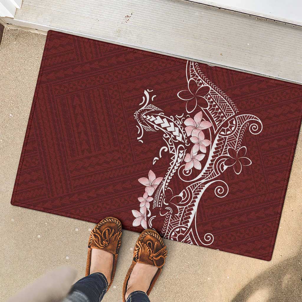 Oxblood Hawaii Rubber Doormat Hammerhead Shark Tattoo Curve Polynesian - Polynesian Pride