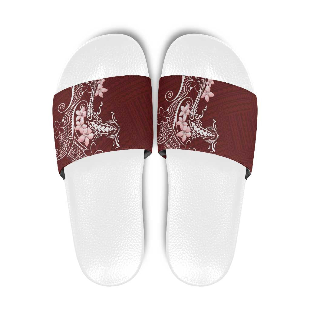 Oxblood Hawaii Slide Sandals Hammerhead Shark Tattoo Curve Polynesian - Polynesian Pride