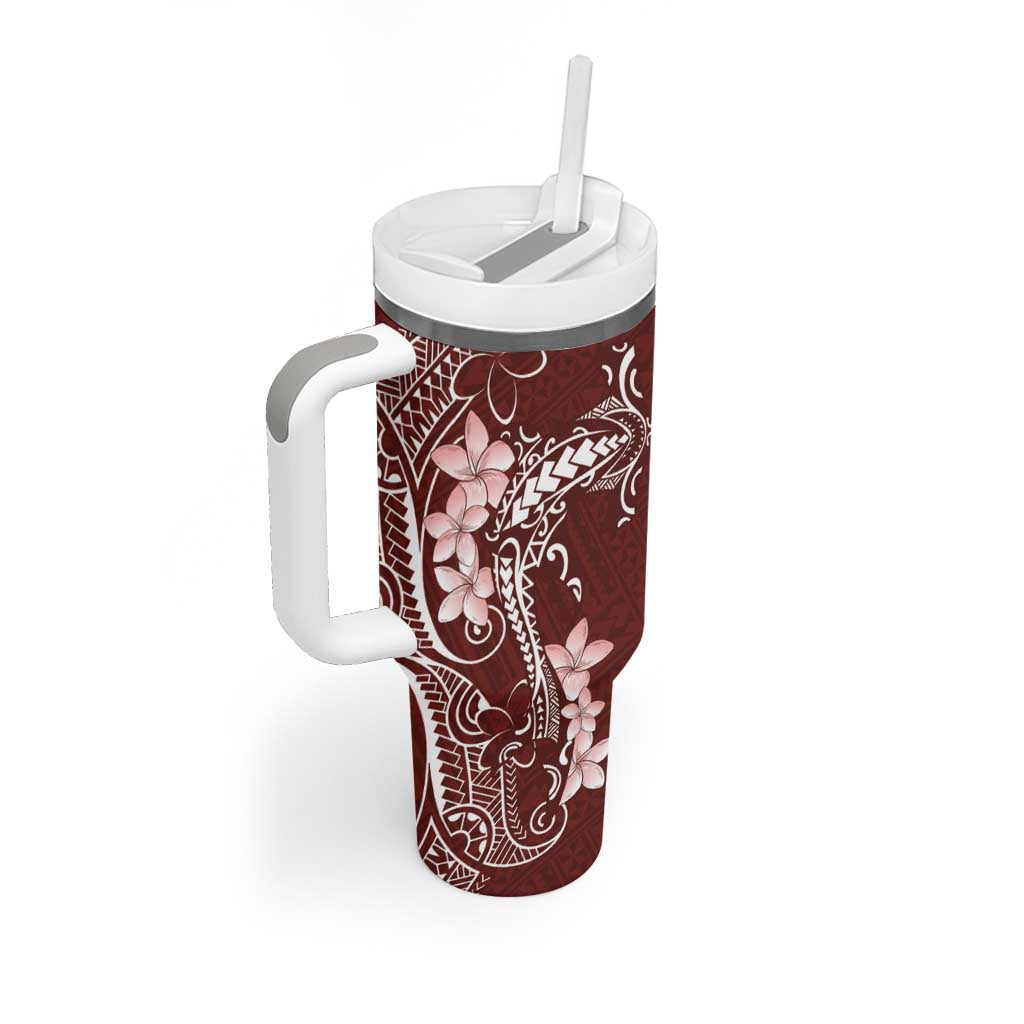 Oxblood Hawaii Tumbler With Handle Hammerhead Shark Tattoo Curve Polynesian - Polynesian Pride