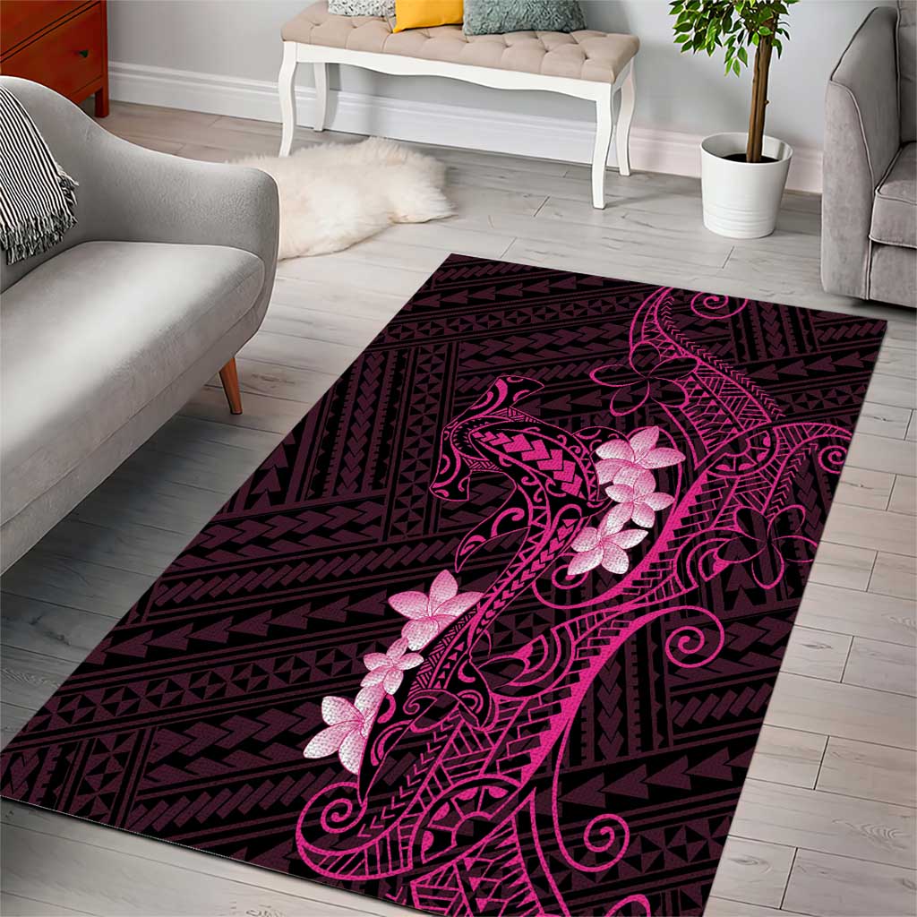 Pink Hawaii Area Rug Hammerhead Shark Tattoo Curve Polynesian - Polynesian Pride