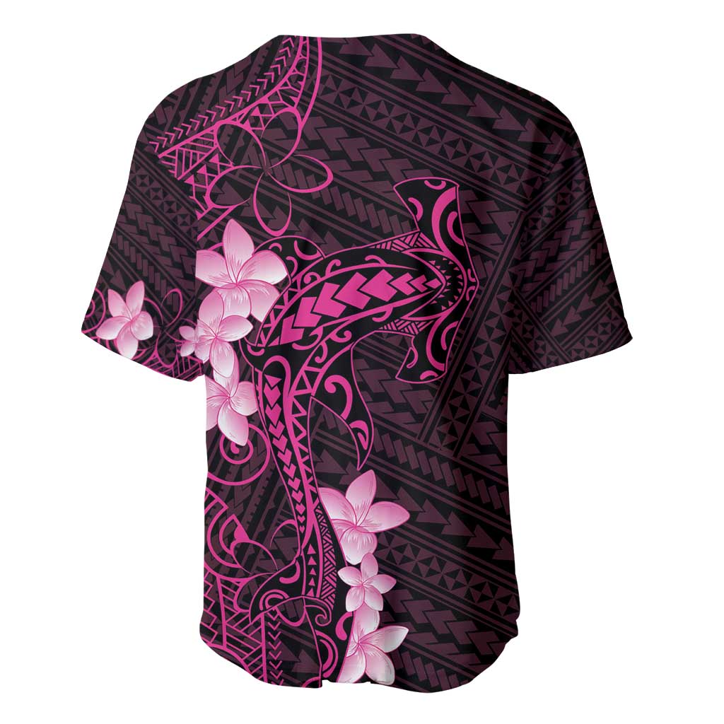 Pink Hawaii Baseball Jersey Hammerhead Shark Tattoo Curve Polynesian - Polynesian Pride