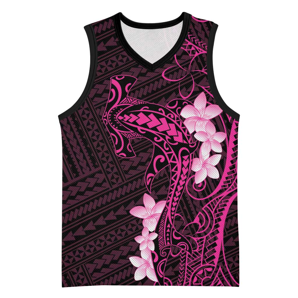 Pink Hawaii Basketball Jersey Hammerhead Shark Tattoo Curve Polynesian - Polynesian Pride