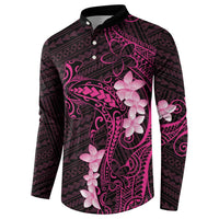 Pink Hawaii Button Sweatshirt Hammerhead Shark Tattoo Curve Polynesian - Polynesian Pride