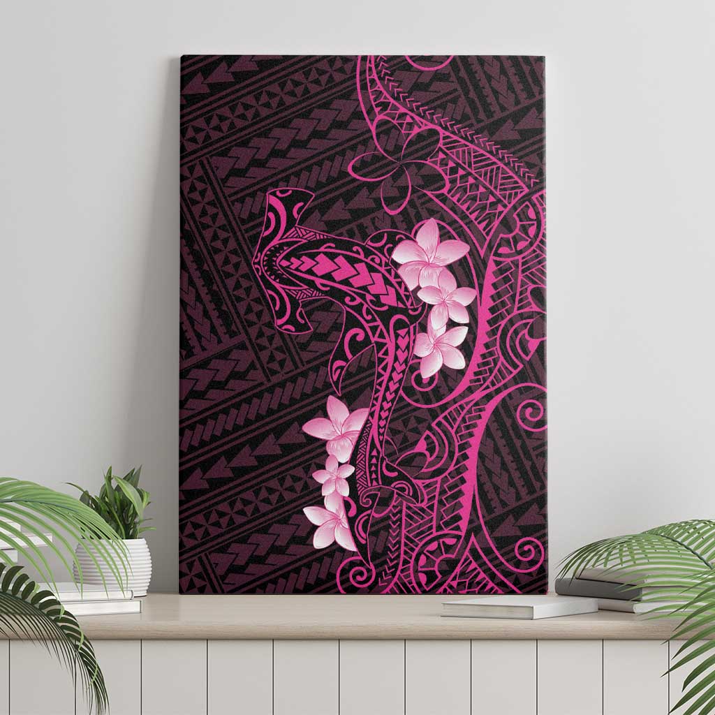Pink Hawaii Canvas Wall Art Hammerhead Shark Tattoo Curve Polynesian - Polynesian Pride