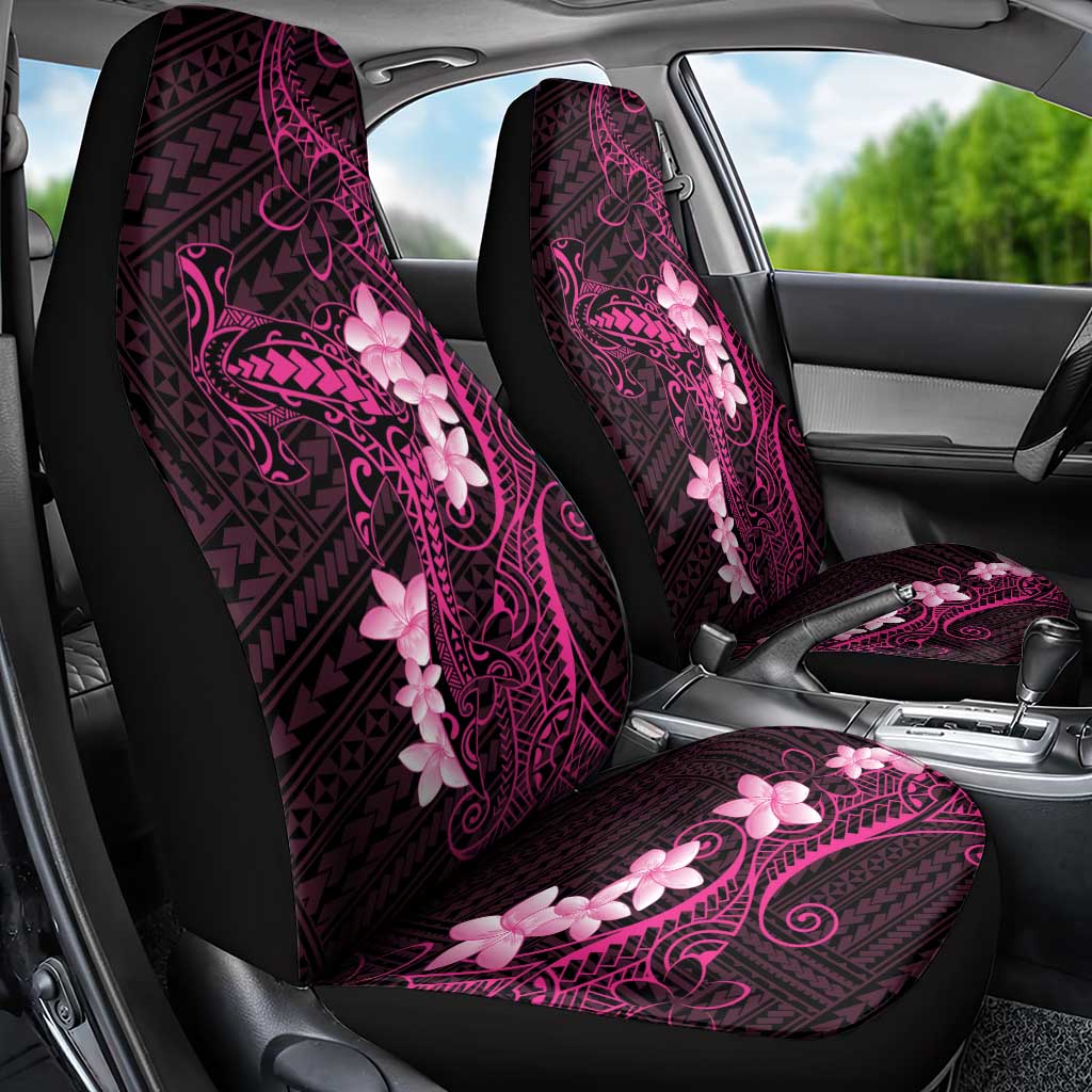 Pink Hawaii Car Seat Cover Hammerhead Shark Tattoo Curve Polynesian - Polynesian Pride