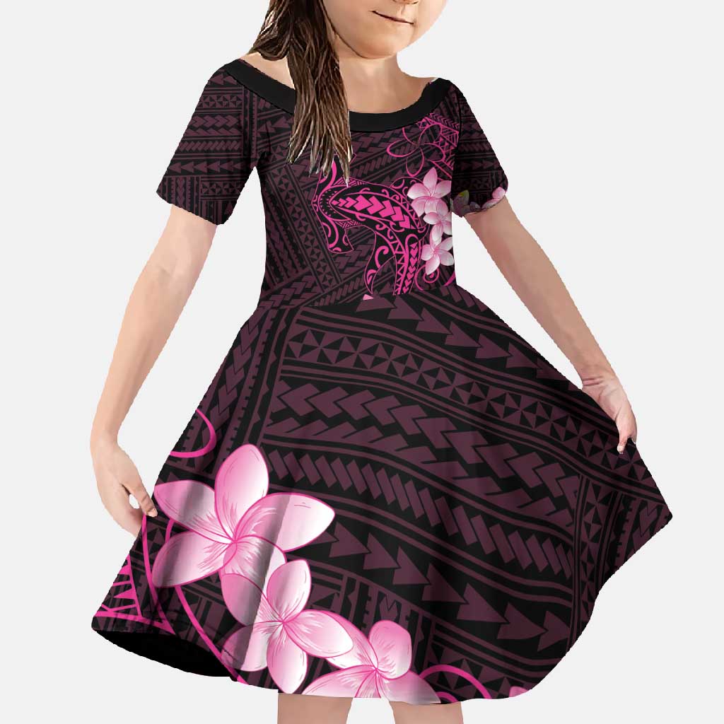 Pink Hawaii Family Matching Mermaid Dress and Hawaiian Shirt Hammerhead Shark Tattoo Curve Polynesian - Polynesian Pride