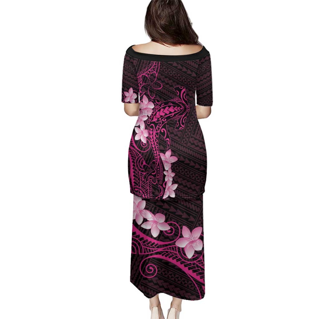 Pink Hawaii Family Matching Puletasi and Hawaiian Shirt Hammerhead Shark Tattoo Curve Polynesian - Polynesian Pride