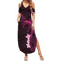 Pink Hawaii Family Matching Summer Maxi Dress and Hawaiian Shirt Hammerhead Shark Tattoo Curve Polynesian - Polynesian Pride